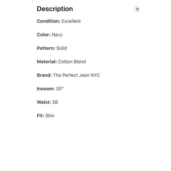 The Perfect Jean Men’s Blue Slim 38 X 30 - Picture 3 of 3